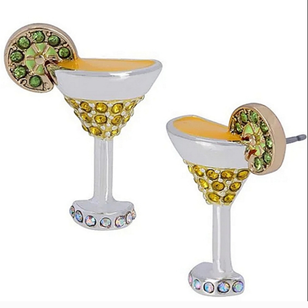 New! Betsey Johnson Martini / Margarita Stud Earrings.